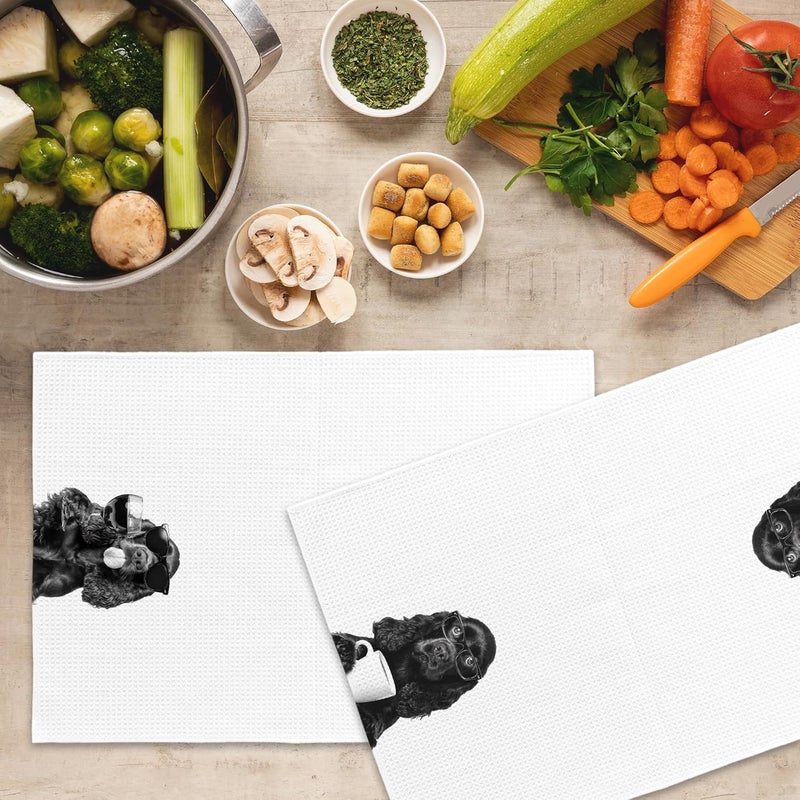 Mcehtle Funny Cocker Spaniel Kitchen Towels Set of 2, Funny Dog Kitchen Accessories, Coffee Station Wine Bar Decor, Dog Chef Gift Hand Towel, Dining Room Decorative Tea Towel Dish Towels 16x24 Inch - Image 5